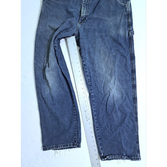Wrangler Jeans Carpenter Men's 36x30 Blue Denim Pockets Pants Distressed - Picture 10 of 10